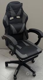 Sedia gaming ecopelle nera grigia per pc scrivania