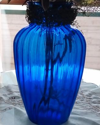 Vaso vetro blu Murano