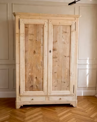 ANTICO ARMADIO RESTAURATO LEGNO NATURALE GREZZO