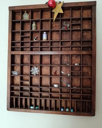 Cassetto da tipografo originale  in legno masselo