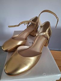 Decolleté oro Anna Field, n°36, tacco 4 cm, NUOVE