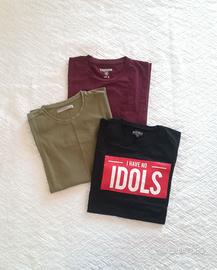 Set T-shirt cotone nero verde bordeaux Tg.M