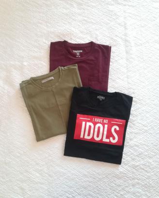 Set T-shirt cotone nero verde bordeaux Tg.M