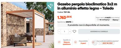 Pergola bioclimatica addossata colore legno 3x2