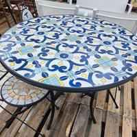 Tavolo Tondo da 90cm Ferro Battuto Mosaico NUOVI 