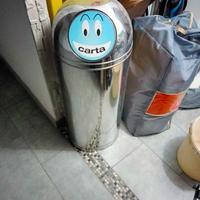 Bidone metallico cromato per carta