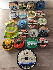 Collezione di bobine di fili da pesca