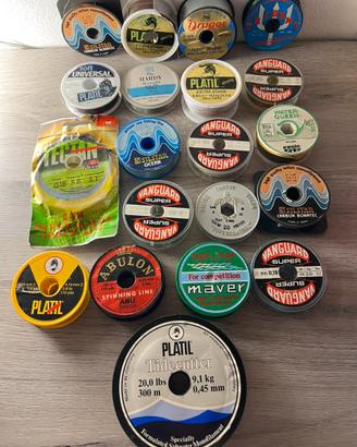 Collezione di bobine di fili da pesca