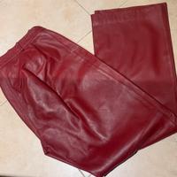 Pantalone vera pelle rossa