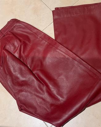 Pantalone vera pelle rossa
