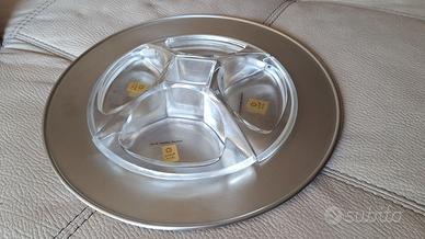 Elegantissima antipastiera acciaio e cristallo