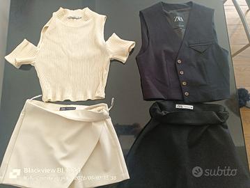 set completi pantalone bianco gonna nera