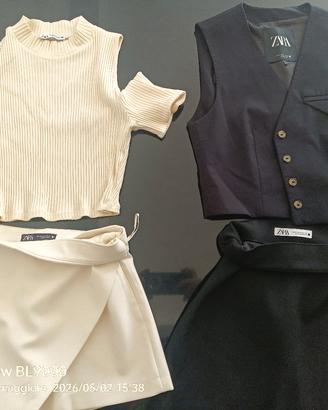 set completi pantalone bianco gonna nera
