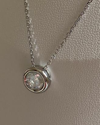 Collana in Argento con brillante in Moissanite 1CT