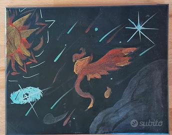 Fenice nello spazio – Quadro 20x30 su tela, arte o