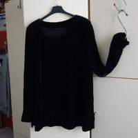 Blusa velluto nera, scollo cuore, taglia forte XXL