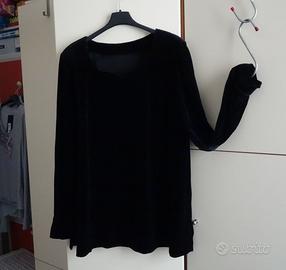 Blusa velluto nera, scollo cuore, taglia forte XXL
