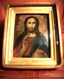 ICONA SU TAVOLA IN LEGNO “Cristo Pantocratore”1800
