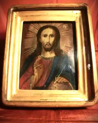 ICONA SU TAVOLA IN LEGNO “Cristo Pantocratore”1800