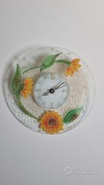 Orologio da parete in vetro decorato