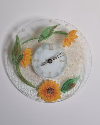 Orologio da parete in vetro decorato