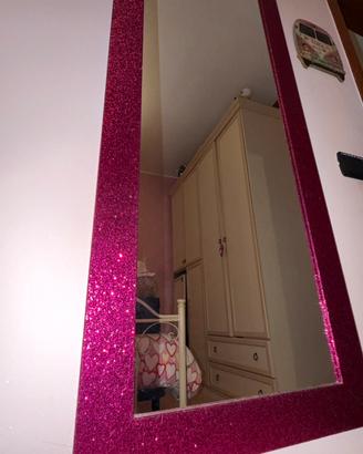 SPECCHIO GRANDE CON CORNICE FUCSIA GLITTER