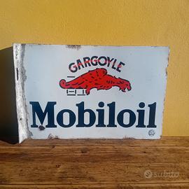 Insegna Smaltata Bifacciale Gargoyle Mobiloil