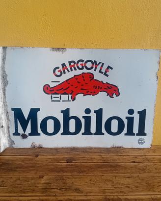 Insegna Smaltata Bifacciale Gargoyle Mobiloil