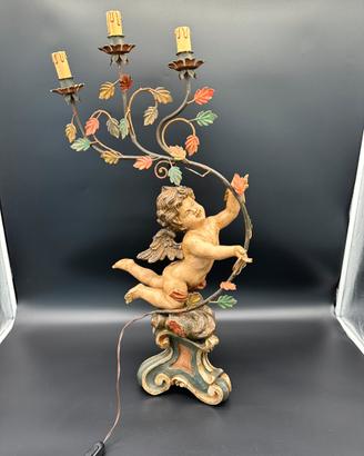 Lampada Statua Putto Angelo Scultura Abat Jour
