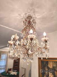 Lampadari antichi ottone e cristallo