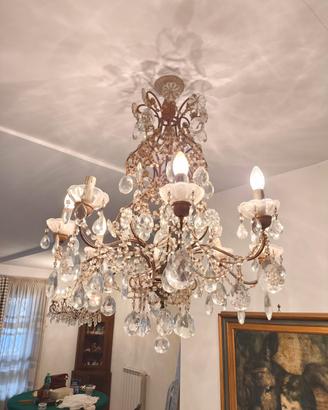Lampadari antichi ottone e cristallo