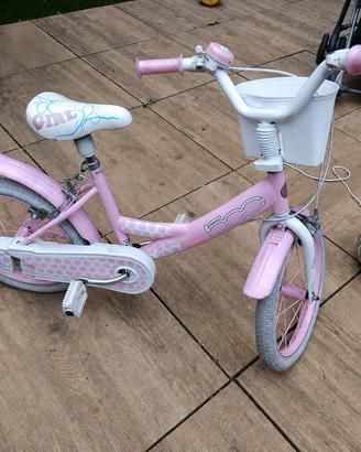 Bicicletta bambina 16” rosa con cestino