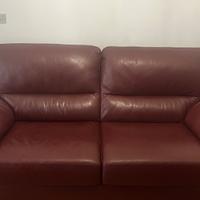Divano in pelle bordeaux