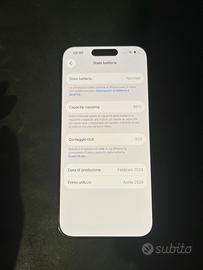 Batteria ORIGINALE iPhone 15 Pro 88%