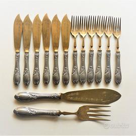 Vecchio Set Di Posate In Argento 800