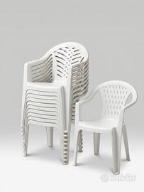 28 sedie in plastica pesante bianca