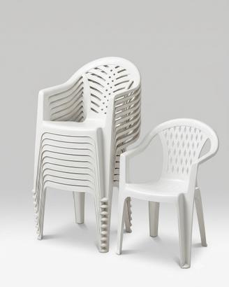 28 sedie in plastica pesante bianca