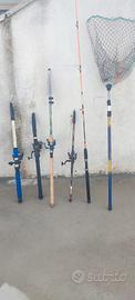 Canne da pesca in set più retino