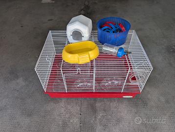 Gabbia per roditori completa di accessori