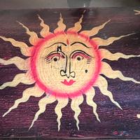 Portagioie ampio in legno anticato dipinto a mano