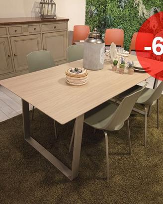 Tavolo Otto point struttura in bronzo e top Olmo
