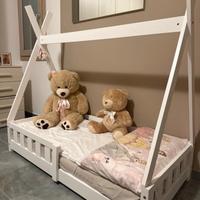 Lettino Bambini Montessori Tenda Indiana 70x140