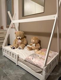 Lettino Bambini Montessori Tenda Indiana 70x140