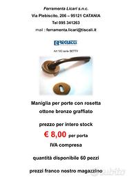 maniglie per porte in ottone bronzato con rosetta