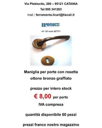 maniglie per porte in ottone bronzato con rosetta