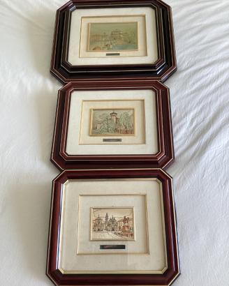 Trittico in lamina d’argento e cornice in legno 
