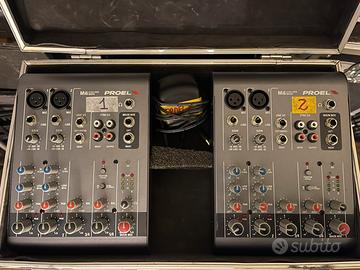 N. 2 mixer proel mi6 + valigetta flight case
