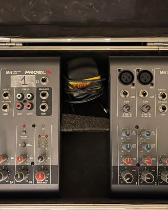 N. 2 mixer proel mi6 + valigetta flight case