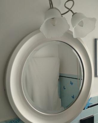 Specchio tondo bagno bisellato in metallo satinato