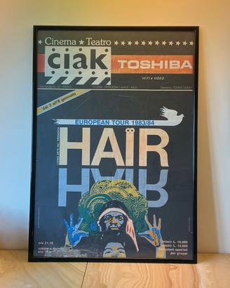 Rara Locandina originale musical Hair 1983/84